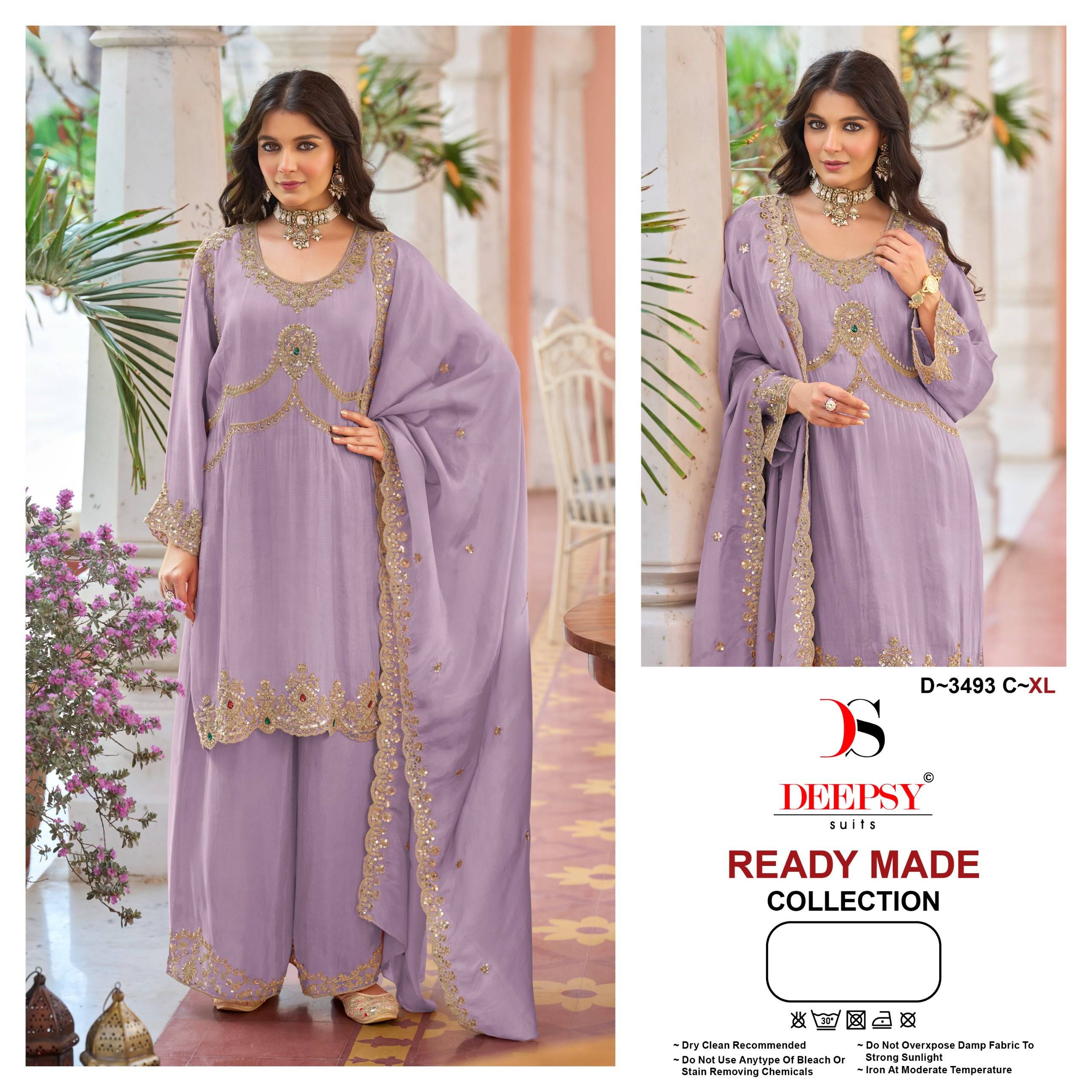 D-3493 by  DEEPSY SUITS 3493 A to D-3493 D series Pakistani Suits Colorful casual Wear Visocse Tissue EMBROIDERED Dresses At Wholesale